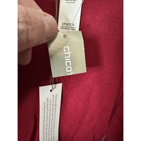 Chico’s Shadow Stripe Ruana Covering Shawl Kimono In Red One Size - Picture 6 of 7